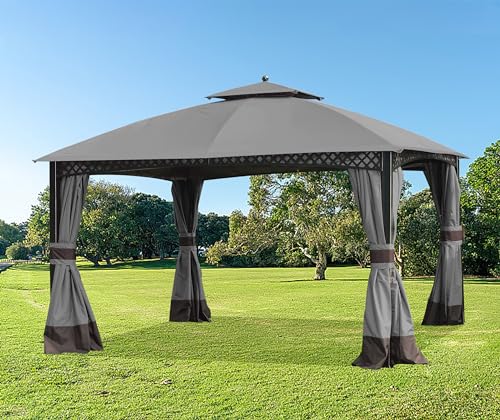 SCOCANOPY Replacement Cover Compatible with SUNJOY Windsor Gazebo L-GZ717PST-C, 810213583,South Hampton Gazebo L-GZ659PST,A111011500 (Dark Gray)