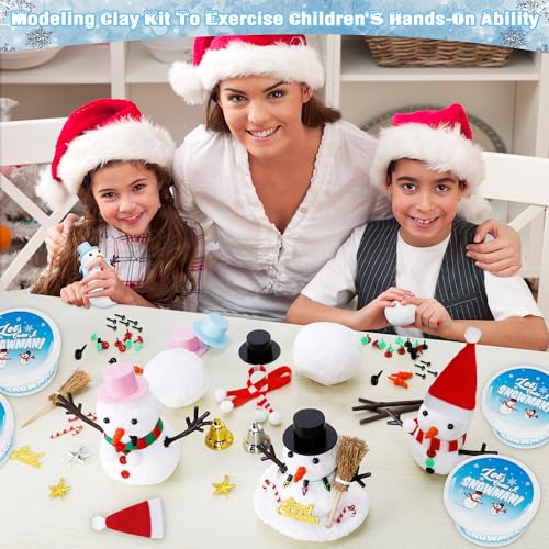 16 Pack Snowman Kit, Build a Snowman Craft Kit for Kids, Christmas Craft Creative Air Dry Clay Modeling Dough Crafts, Enhance Creativity Gifts Christmas Winter School Xmas Creative Supplies Decoration - Thumbnail 4