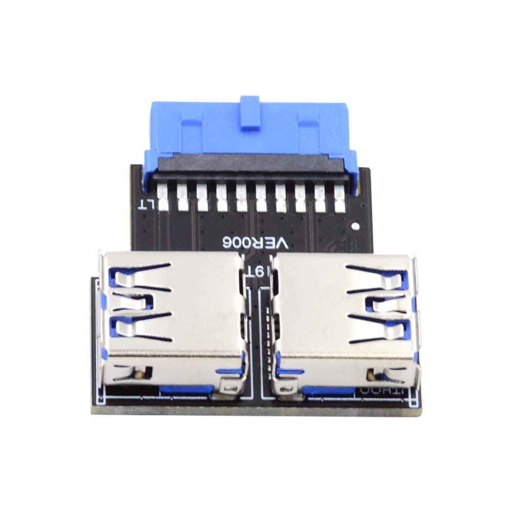Amazon.com: NFHK Dual USB 3.0 A Type Female to Motherboard 20/19 Pin ...