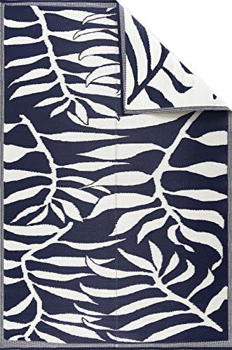 Beverly Rug Floral Leaf Outdoor Rugs 5x7 Waterproof Reversible Plastic Straw Rug Outdoor Carpet, Outside Mat for Patio, Camping, Picnic, Porch, Deck, RV, Beach, Pool, Blue and White - Image 3