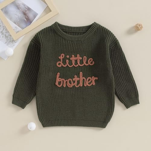 toddler baby girl boy long sleeve knit sweater brothers sisters letter embroidery round neck pullover fall winter tops
