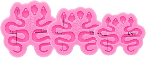Miniatura 2 de AMZTOART 3 moldes de serpiente de silicona para aretes de resina epoxi para hacer bricolaje joyería colgante de fundición