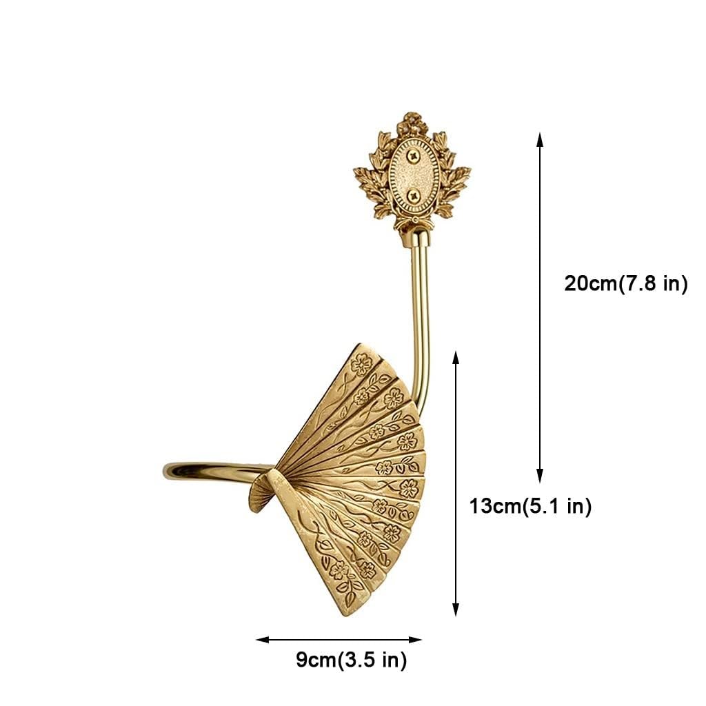 Embrasses de Rideaux décoratives en Forme d'éventail, Crochets muraux en Laiton pour Rideaux (Lot de 4), Lot de 4,Set of 4