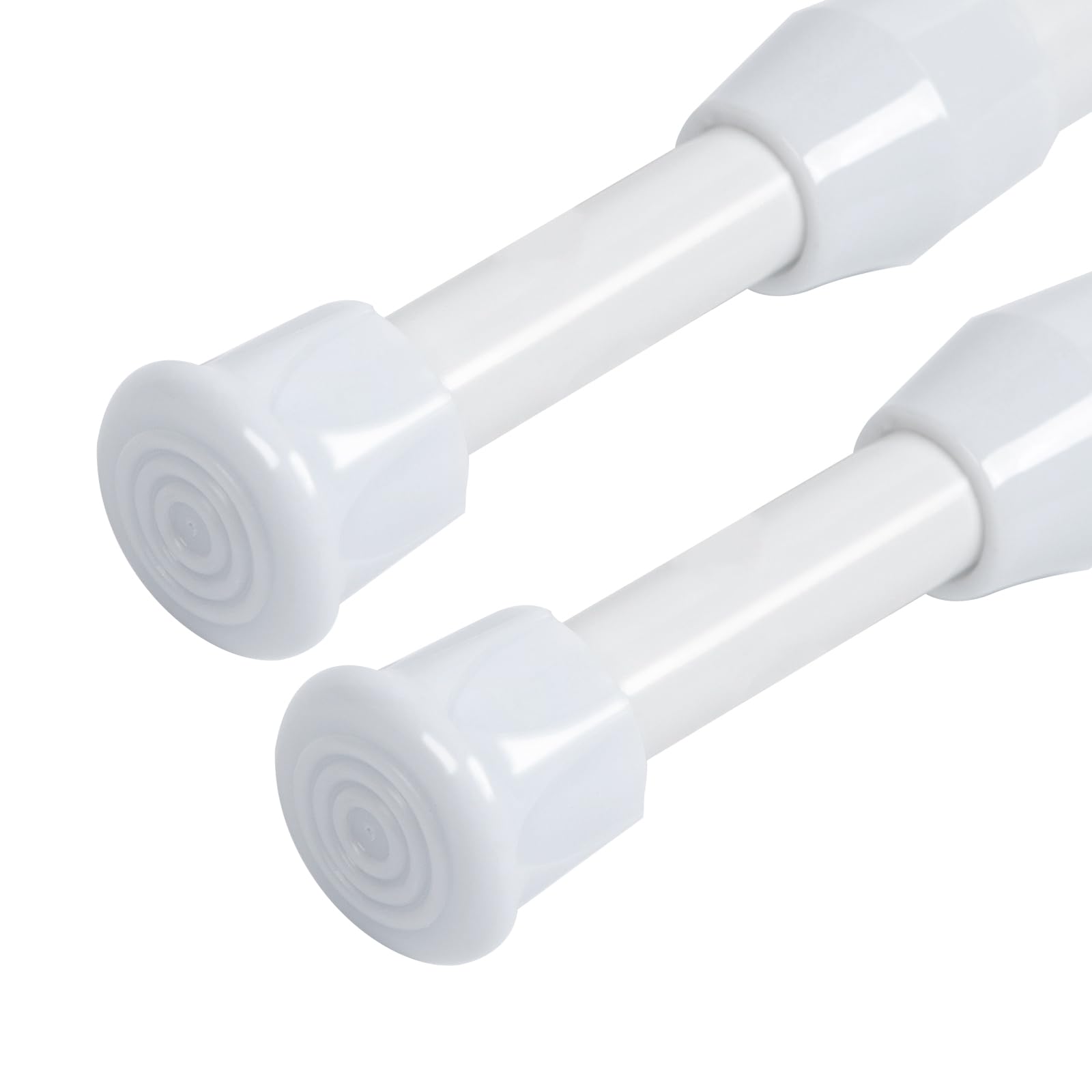 UEXHWS White 2pcs Adjustable Spring Rods 16-28 Inch, Short Tension Curtain Rods For Windows, Extendable Spring Tension Rods No Drilling, Non-Slip