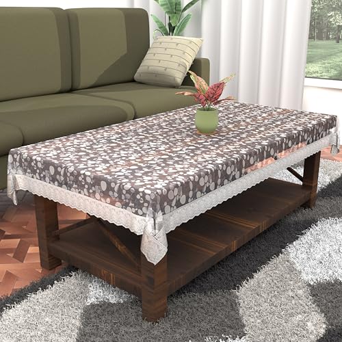 Kuber Industries Center Table Cover Transparent 3D Print 40x60 Inches (Silver Lace)