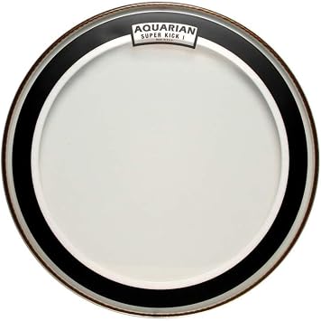 Aquarian Drumheads SKP22BK Super-Kick 1 Prepack 22-inch Bass Drum Head, gloss black