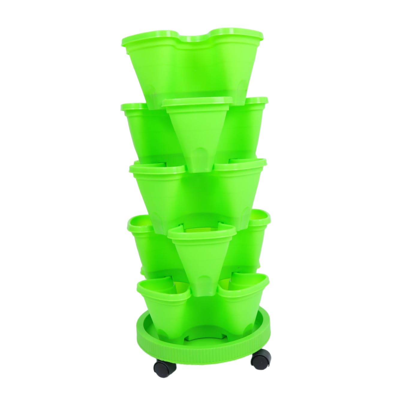 Mikinona Tour de Jardinière Empilable Multicouche Abs Vert pour Fraisiers