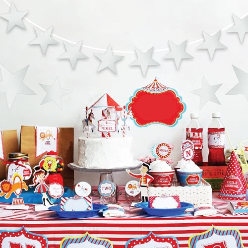 image for Leislam 48PCS Silver Star Cutouts, 11 Inch Large Double Printed Paper 