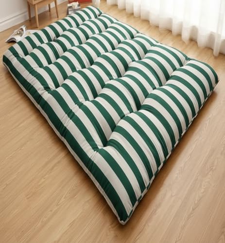 Image of Adim's Handmade Traditional Quilt Gadda Mattress, Green Lining, Single 3x6 ft, Pure Cotton Fabric, Cotton Filled, Firm, Reversible Design, for Floor Sleeping and Bed Use