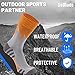 Waterproof Crew Socks for Men Women, SuMade 1 Pair Breathable Athletic Performance Socks for Outdoor Hiking Running Fishing,Windproof Moisture Wicking Neoprene Socks for Trekking(Grey&Orange, X-Small)