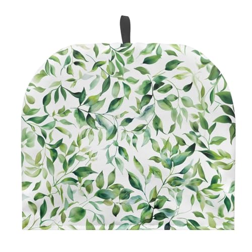 Image of Teapot Cozy Tea Cozies Double Insulated Keep Tea Warm Tea Pot Cozies Teapot Dust-Proof Cover Perfect for a Traditional English High Tea Experience, Green Leaf White