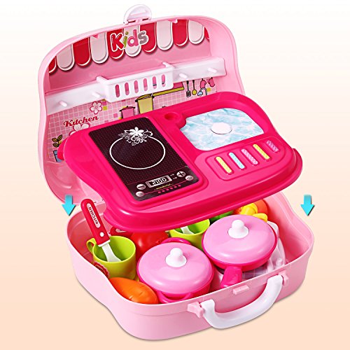 Bemixc おままごと キッチン 子供玩具 クッキング トイ おでかけごっこ游び 3歳 4歳 5歳 女の子 おもちゃ クリスマスプレゼント お祝い お誕生ギフト 玩具 烹调玩具 Whenbuy Jchere Com