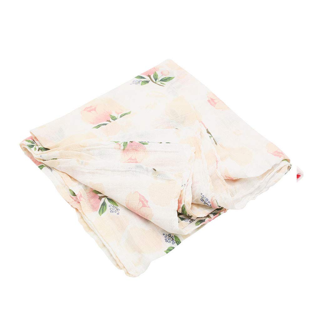 Muslin Swaddle Cloths for baby,Chickwin Organic 100% Cotton Extra Soft Boys or Girls Printed Design Large Square Cloths Wash Cloth Blanket for Sensitive Skin Baby (120 * 120cm,Light powder)