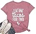 Eating Tacos for Two Maternity Shirt Cute Graphic Letter Print T-Shirt Pregnancy Announcement Short Sleeve Tees Tops Pink
