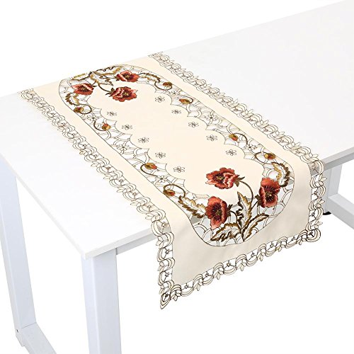 Jadeshay Table Cloth,Washable Table Cover Floral Flower Hollow Embroidered Table Runner Exquisite Tablecloth Cutwork Cabinet Table Decor,for Home Party Banquet(Rectangle) - Image 4