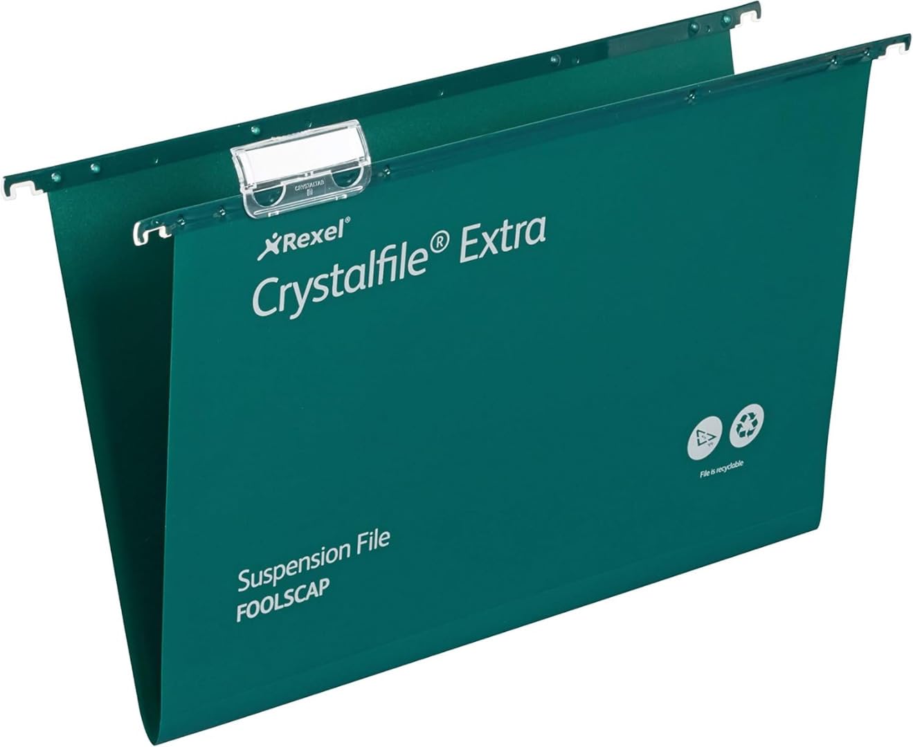 Rexel Crystalfile Classic - Carpeta colgante (cartón, base 15 mm, tamaño folio) 25 unidades, color verde