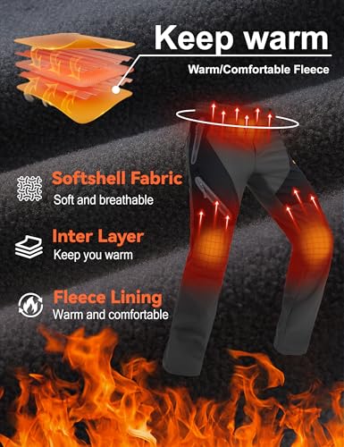 MAGCOMSEN Men's Snow Ski Pants Fleece Lined Water Resistant Winter Pants with 4 Zip Pockets for Snowboard Hiking Outdoor2