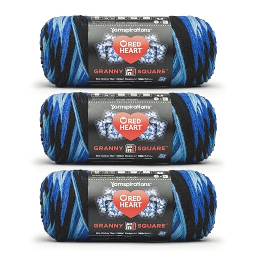 Image of Red Heart All in One Granny Square Blue Beacon 3 Pack of 250g Yarn