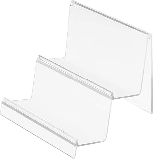 TOPBATHY 2 Tier Clear Acrylic Wallet Display Stand Holder Handbag Purse Display Stand Jewelry Stand Cosmetic Display Racks