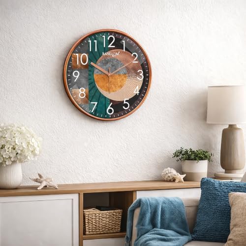 Image of RANDOM 12 Inch Silent Sweep Wall Clock | Stylish Round Decorative Wall Clock for Bedroom, Living Room, Kitchen, and Office | Modern Fancy Analog Clock Design for Home Decor (63653)
