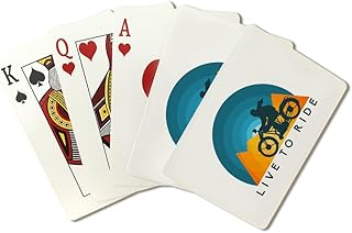Lantern Press Live to Ride with Straight Mountains, Motorcycle (52 Playing Cards, Poker Size Card Deck with Jokers)
