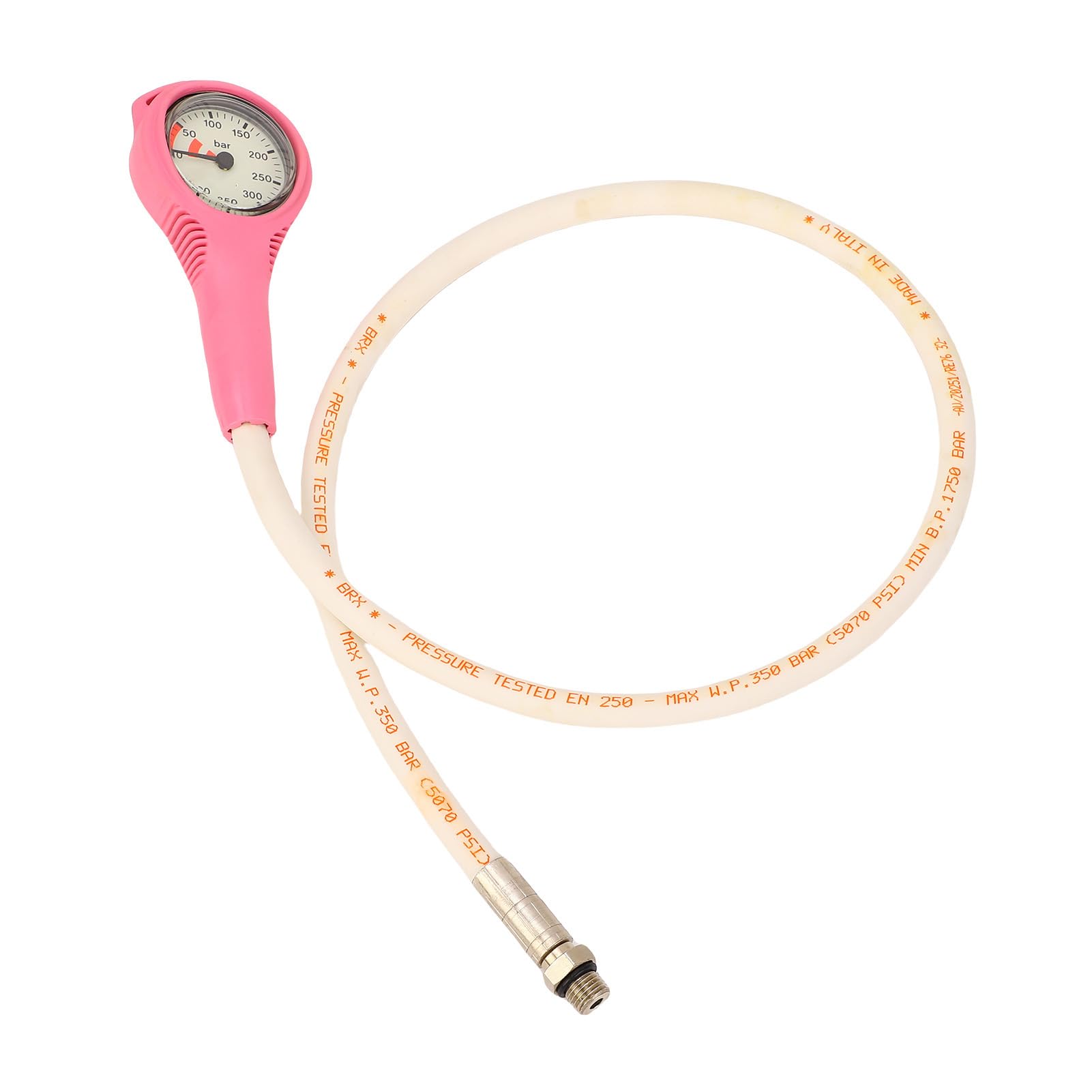 Manometro per Immersione, Manometro per Immersione Subacquea TPR con Tubo Flessibile, Display Trasparente della Pressione dell'Aria, Leggero, Resistente alla Pioggia, Rosa per Utenti di