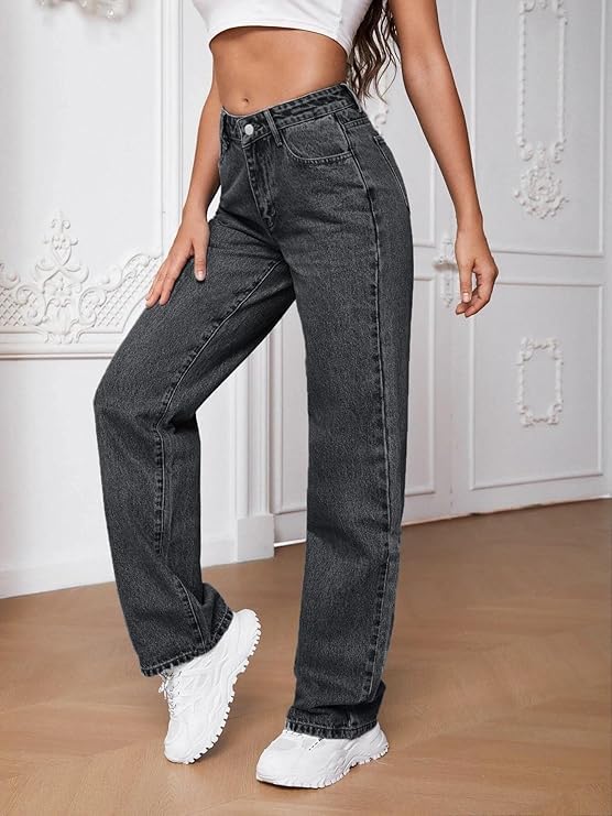 Image of Women High Rise High Waist Stretchable Baggy Oversized Loose Fit Casual Wear Denim Jeans