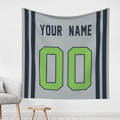 Tapiz personalizado de fútbol americano personalizado con cualquier nombre, tapiz de 59 x 59 pulgadas, para colgar en la pared, gimnasio, deportes,