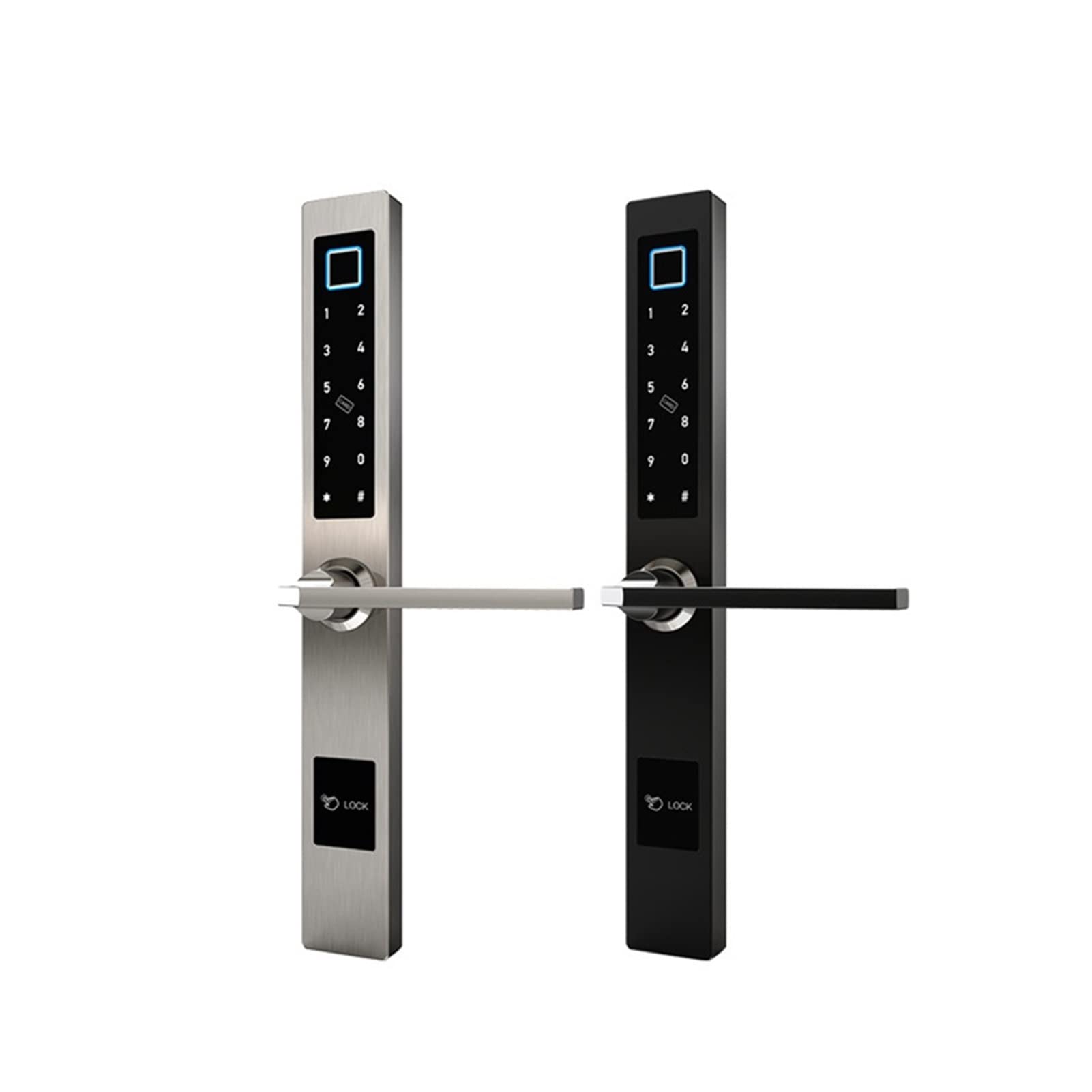 Serratura a porta di impronta digitale biometrica impermeabile Serratura elettronica Smart Block Rfid. Serratura del codice della carta for porta in vetro in alluminio(3585 sliding Black)