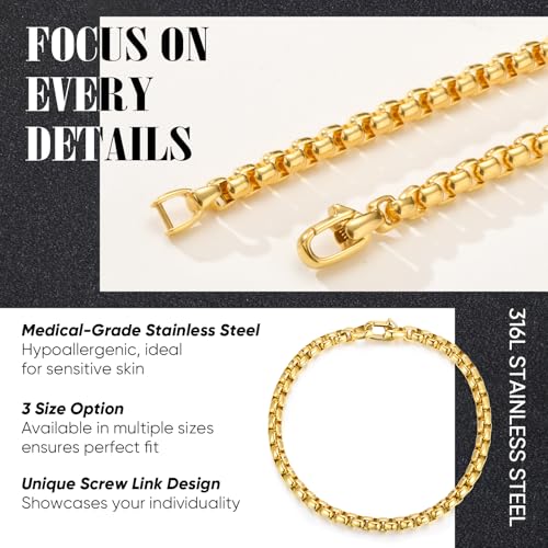Pulsera VNOX Cadena Box para Hombre y Mujer miniatura 6