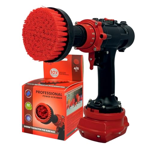 Kornely™Cepillo Premium para Taladro, Rígido, Rojo,10cm.Limpiador Profesional de Alta Potencia. No Raya las Superficies. Para Garaje, Ladrillos, Baldosas, Piedra, Chimenea y Limpieza de Rines de Autos
