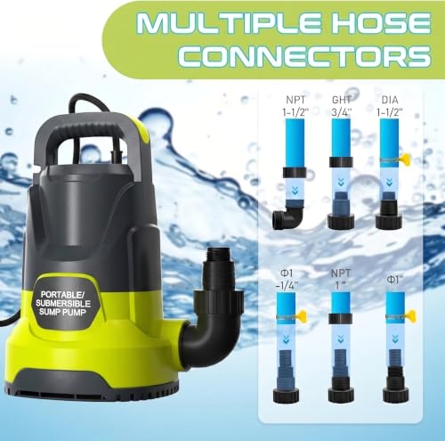 Image of Sump Pump 1.1HP Submersible Water Pump 5000GPH Electric