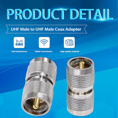 Conector coaxial TUOLNK UHF macho a macho 2 piezas miniatura 3