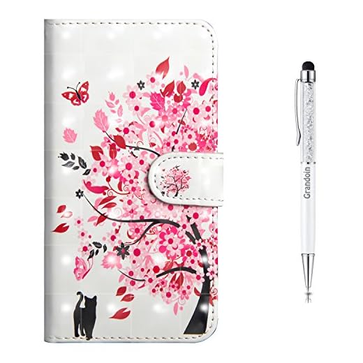 Grandoin Coque iPhone 6S /6, Mode Créatif Effet 3D Modèle Désign Étui de Protection Housse en PU Cuir avec TPU Silicone Souple Portefeuille Phone Case pour Apple iPhone 6S/iPhone 6 4.7" (Arbre Rose)