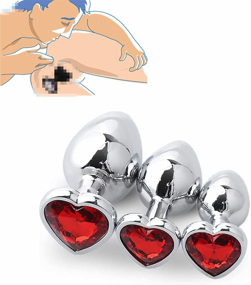 miley 3-piece Set of Stainless Steel Inlaid with Red Heart-shaped Diamonds and Metal Stones