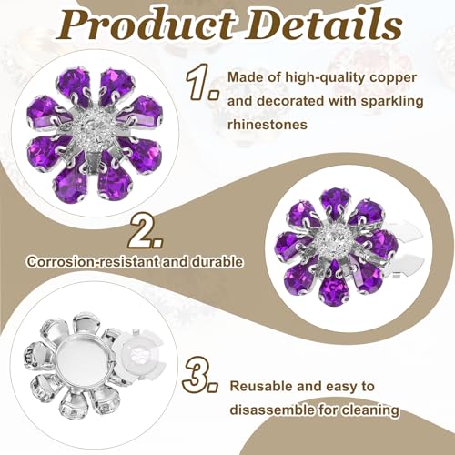 Cache-boutons strass violet bleu PATIKIL et boutons de rechange goutte d'eau