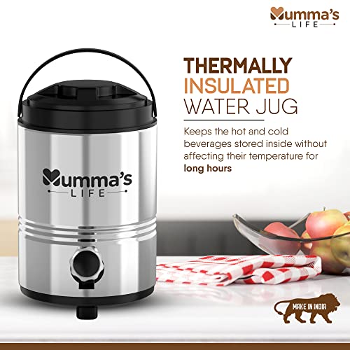 Image of Mumma's LIFE Water Camper Stainless Steel Thermos Flask Jug 5 Liters | Insulated Water Dispenser with Tap | Hot & Cold Water Jug for Home Outdoor Use