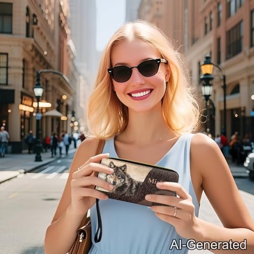 Image of Bulopur Custom Name Wallet for Women Wolf Purse with Wristlet PU Leather Waterproof Ladies Purses Handbag Zip Around Coin Cash Clutch Card Organizers Gifts for Him