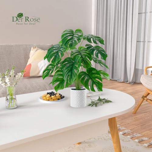 Stabiler Kunststofftopf mit Moos-Optik bei der großen Der Rose Rose Kunstpflanze 71 cm