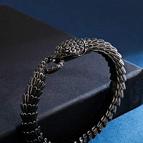 Klapgo Men's Gift Black Snake Link Chain Design Stainless Steel Special Bracelet #TOP2