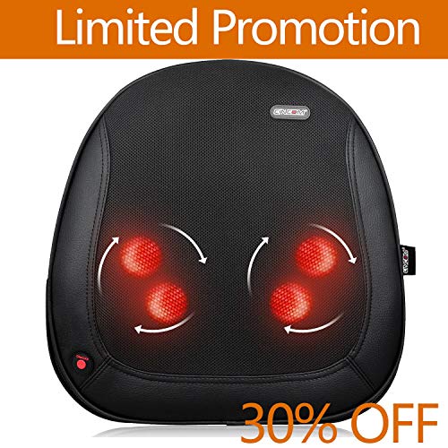 Preisvergleich Produktbild CINCOM Auto Massagegerät, Shiatsu Massagekissen Rückenmassagegerät mit Wärmefunktion für Oberer Untere Rücken Taille Schmerzlinderung im Auto Büro Zuhause (mit Autoladegerät)