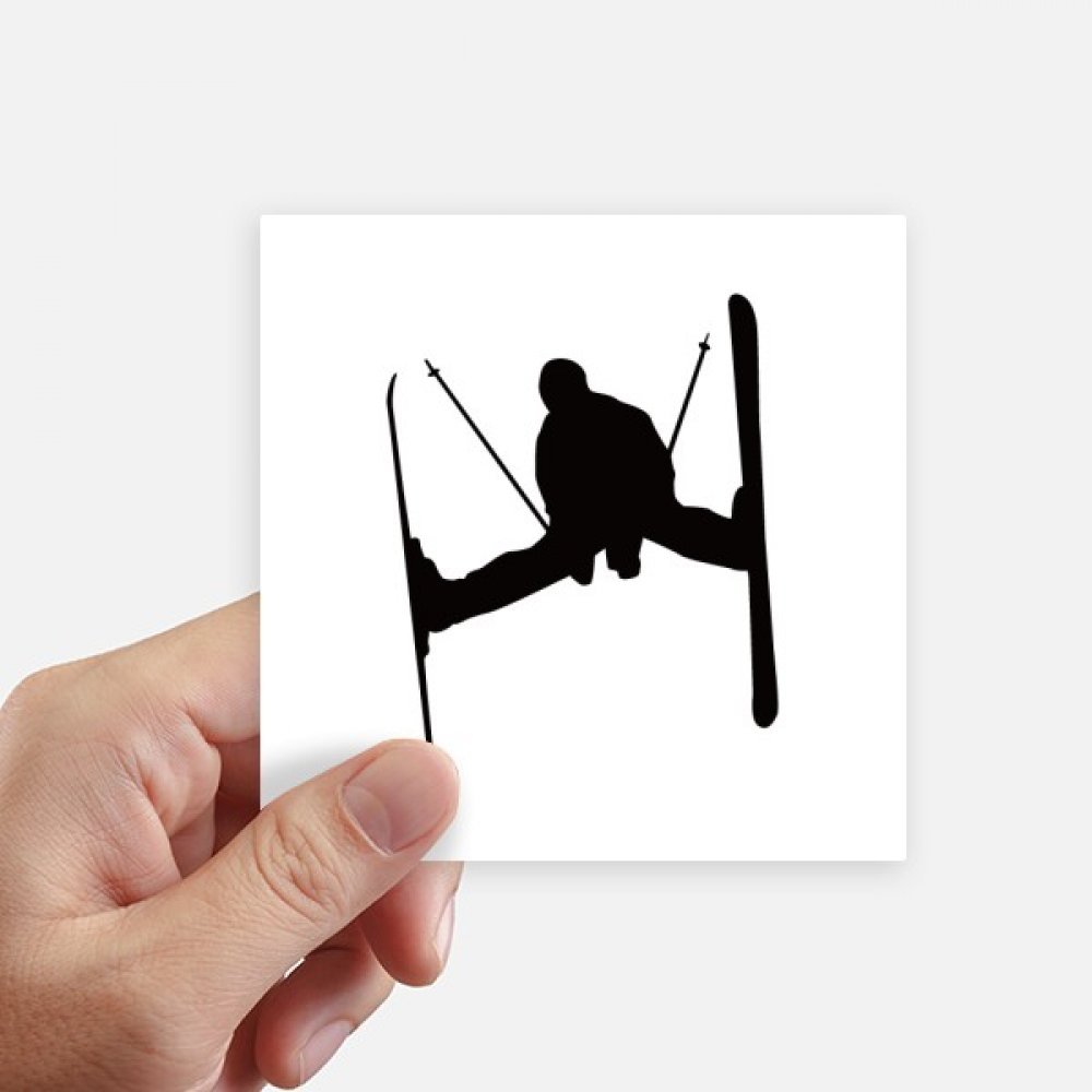 Autocollant ski noir silhouette 10cm pour déco de valise et ordi