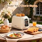 Mecity Retro Toaster 2 Slice, Touch Screen Toaster 120V 825W, Cream Color