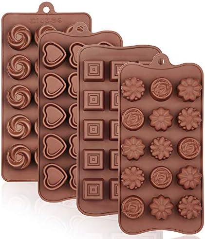 La chat 4 Packs Silicone Molds,Chocolate Molds , Food Grade no-stick Silicone Baking, candy molds , butter Mold with different shape