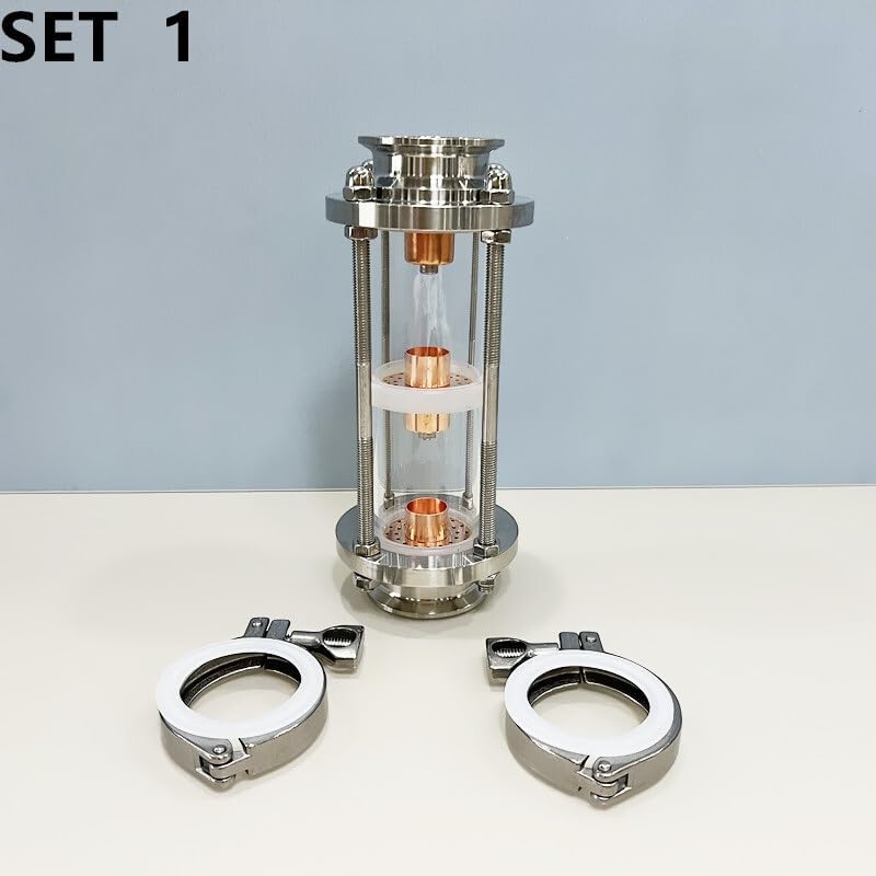 3 Floors 2" Distillation Lens Column with Copper Bubble Platte Sets,Tri-Clamp Sight Glass Union for Homebrew,Stainless Steel 304(Set 1)