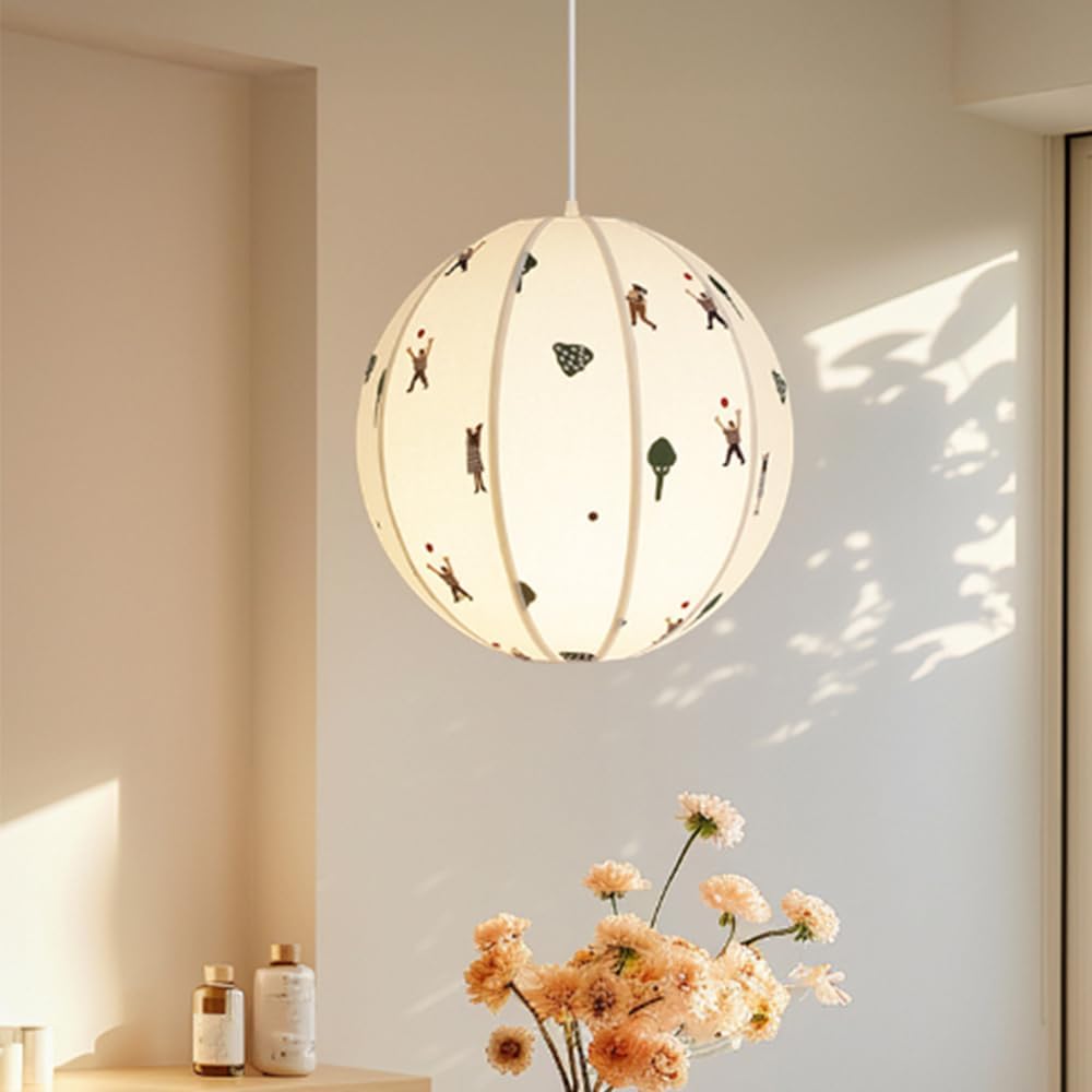 13.7 inch Modern Chaner with Stretch Linen Shade, Adjustable Height Fabric Hanging Lamps for Dining Room Kitchen Island, E27 Hardwired Handmade Linen Cloth Lanterns Light