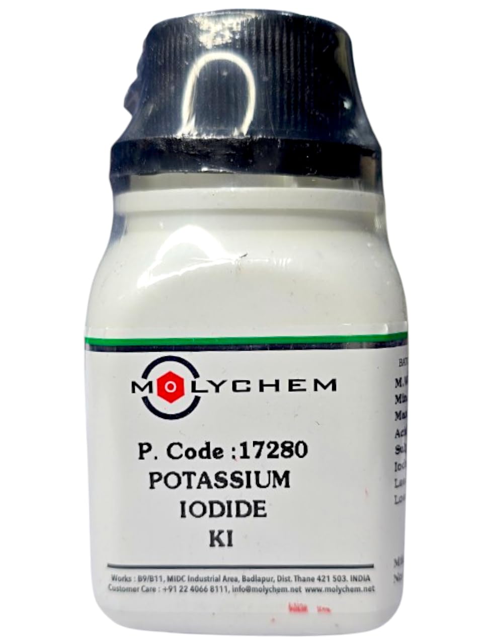 MOLYCHEM POTASSIUM IODIDE Extrapure 25GM 99.8% Purity (CAS 7681-11-0), Molecular Formula KI, Shelf Life : 60 Months,Storage : Room Temperature, for laboratory work.-image-32