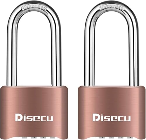 Disecu Candado de combinación resistente de 4 dígitos de 2.5 pulgadas de largo, grillete de 2.5 pulgadas de largo, candado impermeable para armario