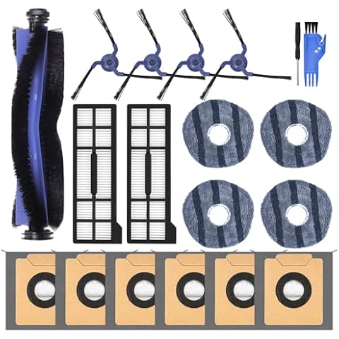 19 Pack X10 Accessories Kit Replacement Compatible with Eufy X10 Pro Omni Vacuum, 1 Main Brush, 4 Mop Cloth Pads, 4 Side Brushes, 2 HEPA Filters, 6 Replacement Dust Bags,1 Cleaning tools,1 Screwdriver Cover