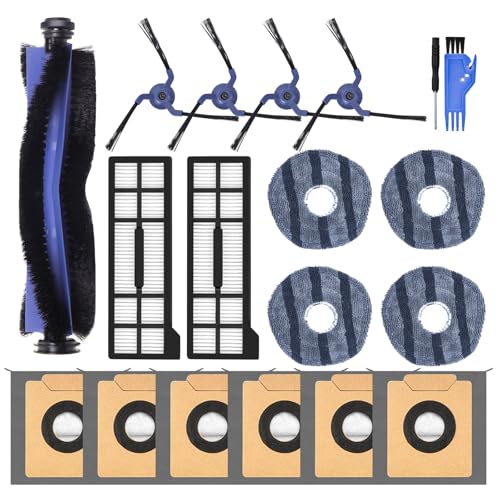 VIEWALL 19 Pack X10 Accessories Kit Replacement for Eufy X10 Pro Omni Vacuum 1 Main Brush 4 Mop Cloth Pads 4 Side Brushes 2 HEPA Filters 6 Replacement Dust Bags 1 Cleaning Tools 1 Screwdriver